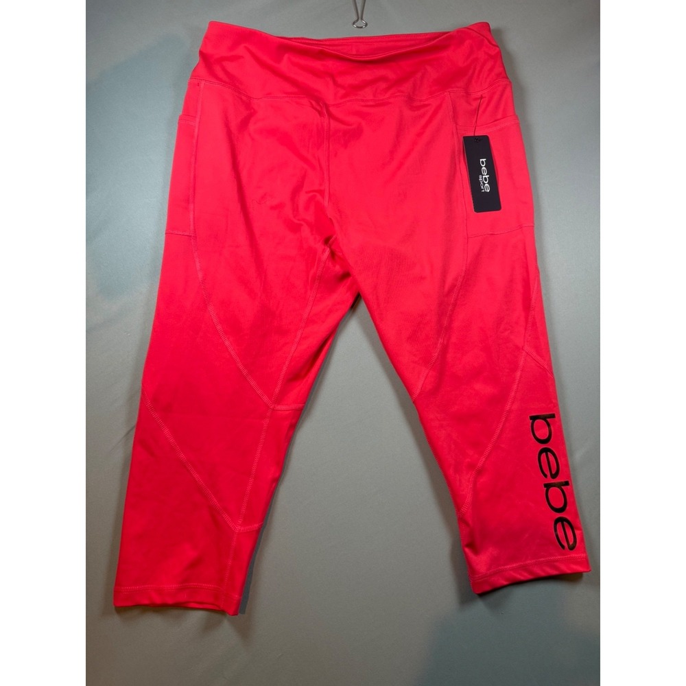 NWT BEBE SPORT Pink Capri Legging Work Out Ypga Pants Size 2X (MSRP $74)